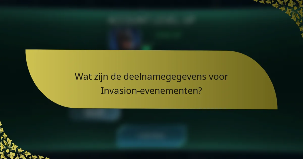 Wat zijn de deelnamegegevens voor Invasion-evenementen?